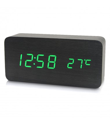 Electronic Digital Wooden Alarm Clock / Temperature/ Date Display