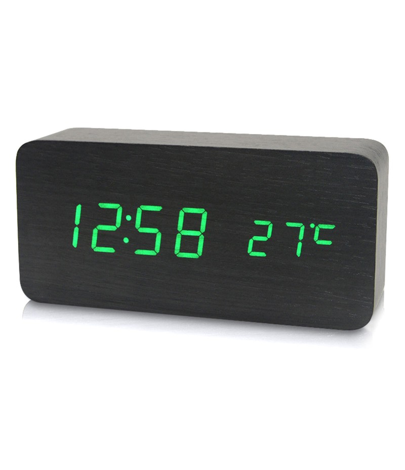 Electronic Digital Wooden Alarm Clock / Temperature/ Date Display