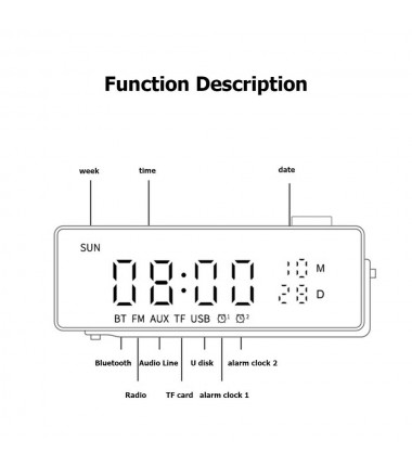 Wireless Bluetooth Speaker FM Radio Digital LED Display Alarm Timer