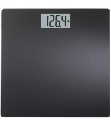 Large Display Digital Bathroom Scale with Step-On Technology in Black, Accurately Measures up to 400 Pounds