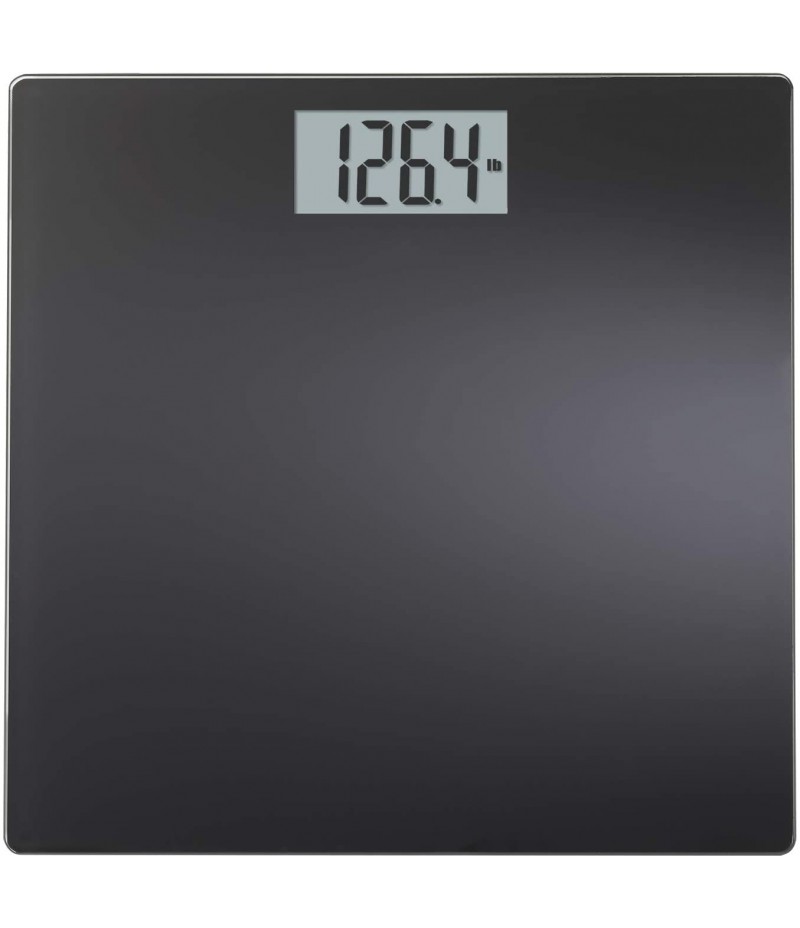 Large Display Digital Bathroom Scale with Step-On Technology in Black, Accurately Measures up to 400 Pounds