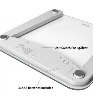 Digital Body Weight Bathroom Scale Weighing Scale with Step-On Technology, Extra Large Blue Backlit Display and Batteries Included, 400 Pounds, Clear Glass