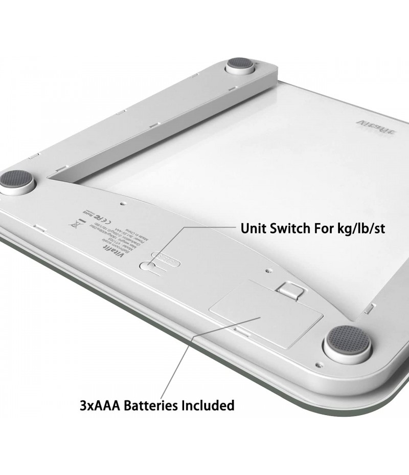 Digital Body Weight Bathroom Scale Weighing Scale with Step-On Technology, Extra Large Blue Backlit Display and Batteries Included, 400 Pounds, Clear Glass