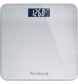 Weight Scale, Precision Digital Body Bathroom Scale with Step-On Technology, Brushing Finish, 6mm Tempered Right Angle Glass Easy Read Backlit LCD Display, 400 Pounds