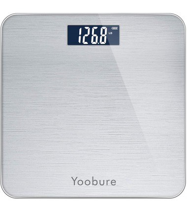 Weight Scale, Precision Digital Body Bathroom Scale with Step-On Technology, Brushing Finish, 6mm Tempered Right Angle Glass Easy Read Backlit LCD Display, 400 Pounds