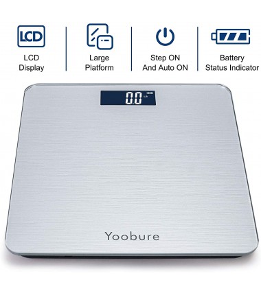 Weight Scale, Precision Digital Body Bathroom Scale with Step-On Technology, Brushing Finish, 6mm Tempered Right Angle Glass Easy Read Backlit LCD Display, 400 Pounds