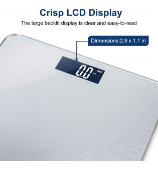 Weight Scale, Precision Digital Body Bathroom Scale with Step-On Technology, Brushing Finish, 6mm Tempered Right Angle Glass Easy Read Backlit LCD Display, 400 Pounds