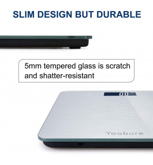 Weight Scale, Precision Digital Body Bathroom Scale with Step-On Technology, Brushing Finish, 6mm Tempered Right Angle Glass Easy Read Backlit LCD Display, 400 Pounds
