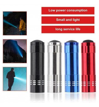 Mini Ultra Bright Aluminum 9 LED Flashlight UV Camping Light Torch Lamp L FAST