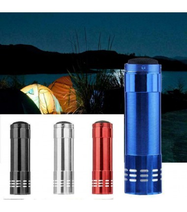 Mini Ultra Bright Aluminum 9 LED Flashlight UV Camping Light Torch Lamp L FAST