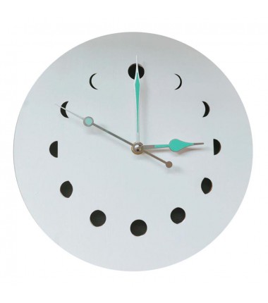 Fantastic Luminous Moon Wall Clock Glow in the Dark Quartz Watch Home Decoration (White)