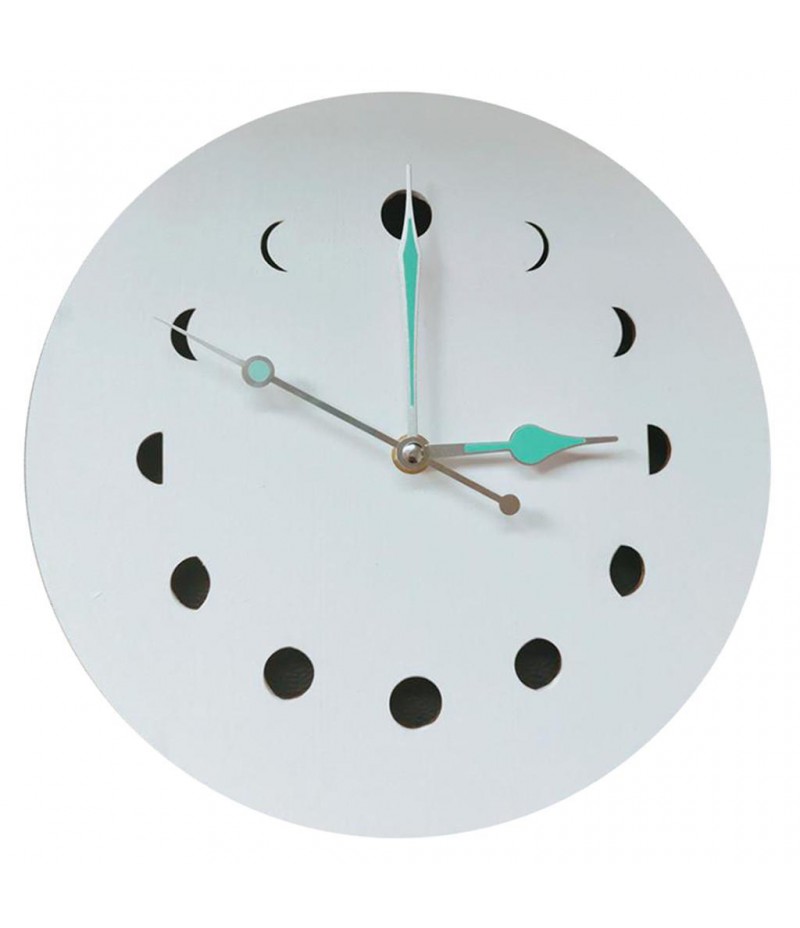 Fantastic Luminous Moon Wall Clock Glow in the Dark Quartz Watch Home Decoration (White)