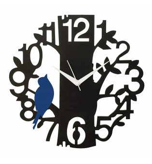 WOODEN WALL CLOCK BLUE BIRD