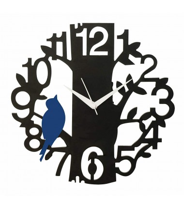 WOODEN WALL CLOCK BLUE BIRD