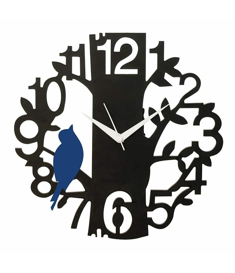 WOODEN WALL CLOCK BLUE BIRD