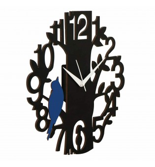 WOODEN WALL CLOCK BLUE BIRD