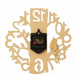 WOODEN WALL CLOCK BLUE BIRD