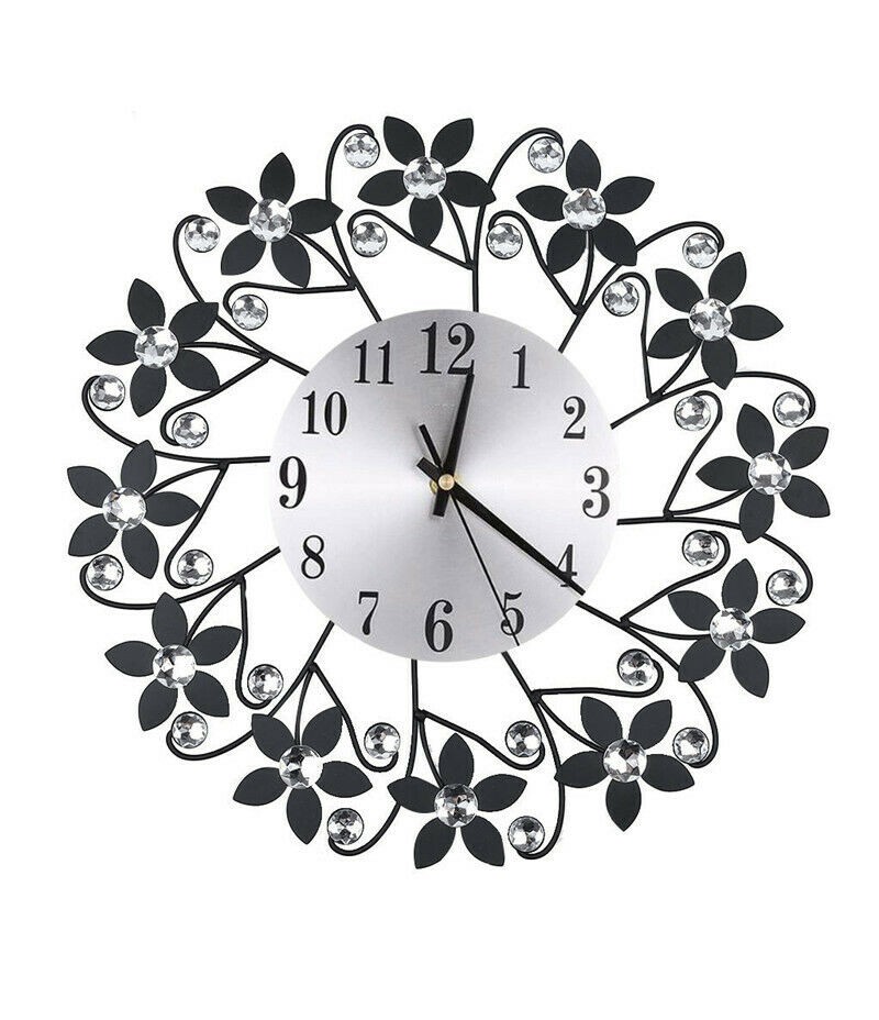 Wall Clock European Wrought Iron Luxury Floral Fashion Room Decord Clock Gift