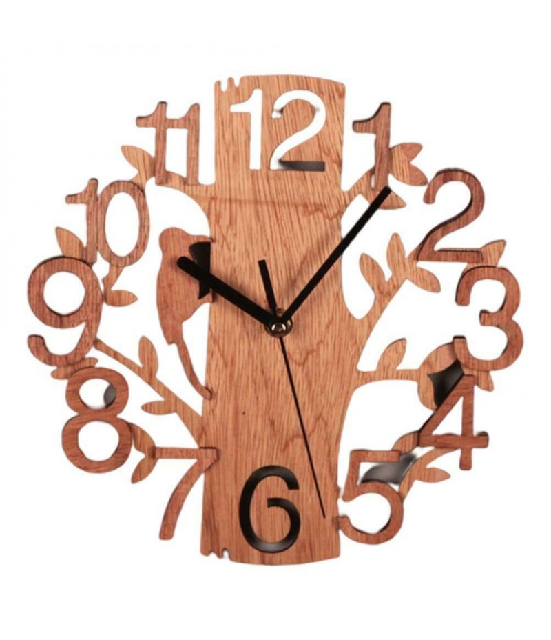Wall Clock Tree-Shape Silent Non-Ticking Clock for Home Office Decoration