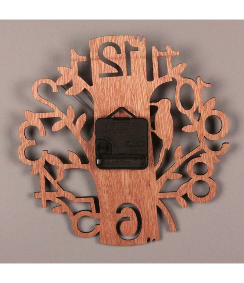 Wall Clock Tree-Shape Silent Non-Ticking Clock for Home Office Decoration