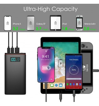 12000 MAH Charge Rapid Portable Power Bank Avec LED