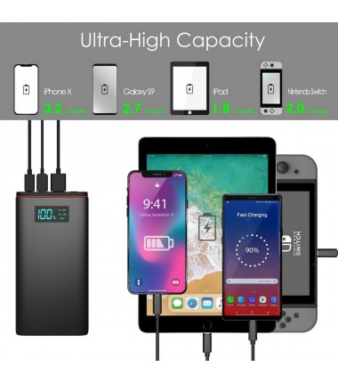 12000 MAH Charge Rapid Portable Power Bank Avec LED