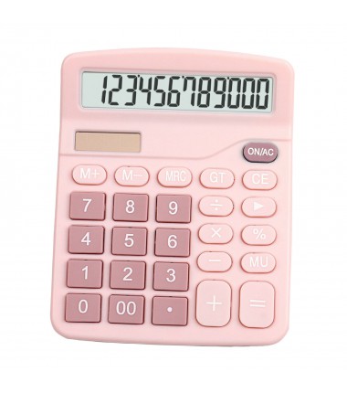 Office Handheld Desktop Calculator Dual Solar Power Business Accounts Pink New