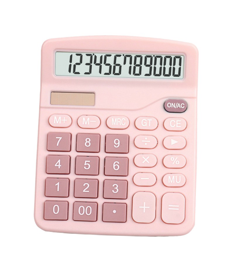 Office Handheld Desktop Calculator Dual Solar Power Business Accounts Pink New