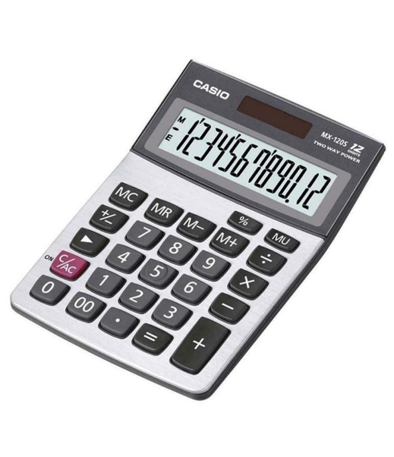 Silver Electronic Calculator LARGE DISPLAY Metal Faceplate