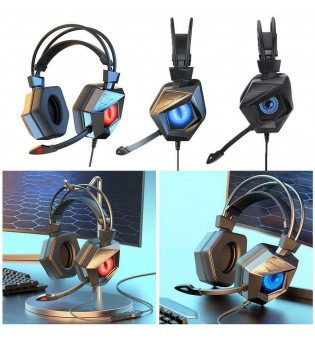 Wired Gaming Headset Breathing Lamp with Mic Soft Earmuffs HiFi for E-Sports