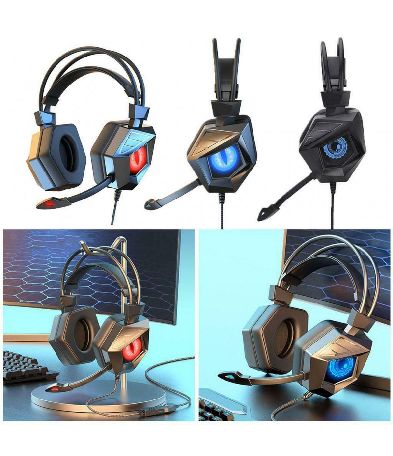 Wired Gaming Headset Breathing Lamp with Mic Soft Earmuffs HiFi for E-Sports