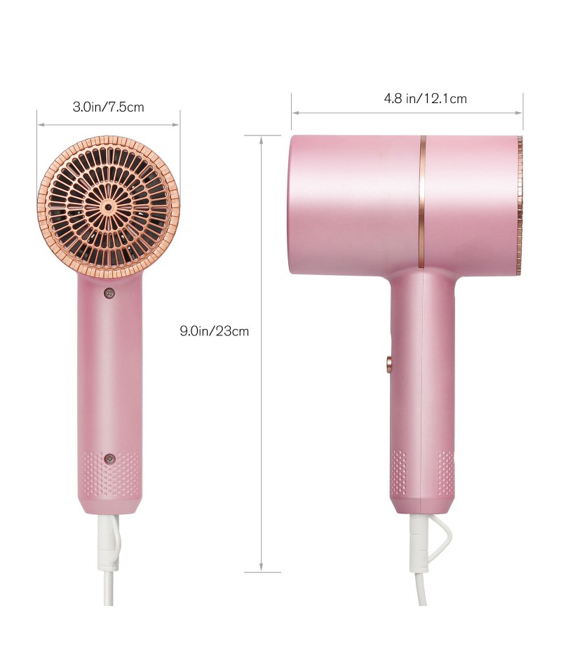 1000W Hair Dryer Portable Lightweight Blow Dryer 2 Heat Setting Dorm Home Use (Pink)