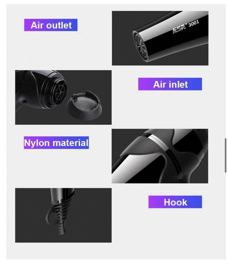 Hair Dryer 1800W Professional Style Nozzle Quiet Blower Pro Salon Dryer Blow