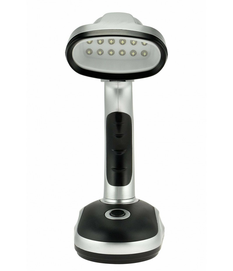 12 LED Bulb Compact Desk Lamp Black Silver USB Cable - Batteries not included 8"