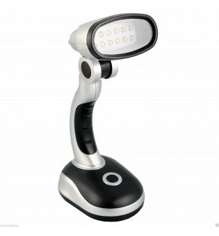 12 LED Bulb Compact Desk Lamp Black Silver USB Cable - Batteries not included 8"