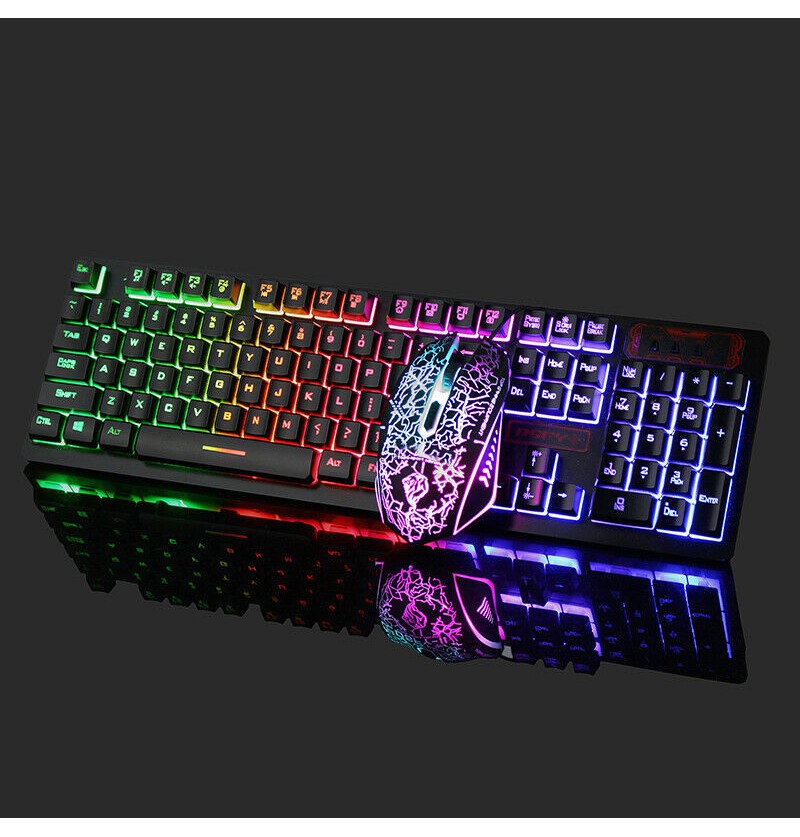 Rainbow LED Gaming Keyboard and Mouse Set Multi-Colored Changing Backlight Mouse Rainbow LED Gaming Keyboard and Mouse Set Multi-Colored Changing Backlight Mouse