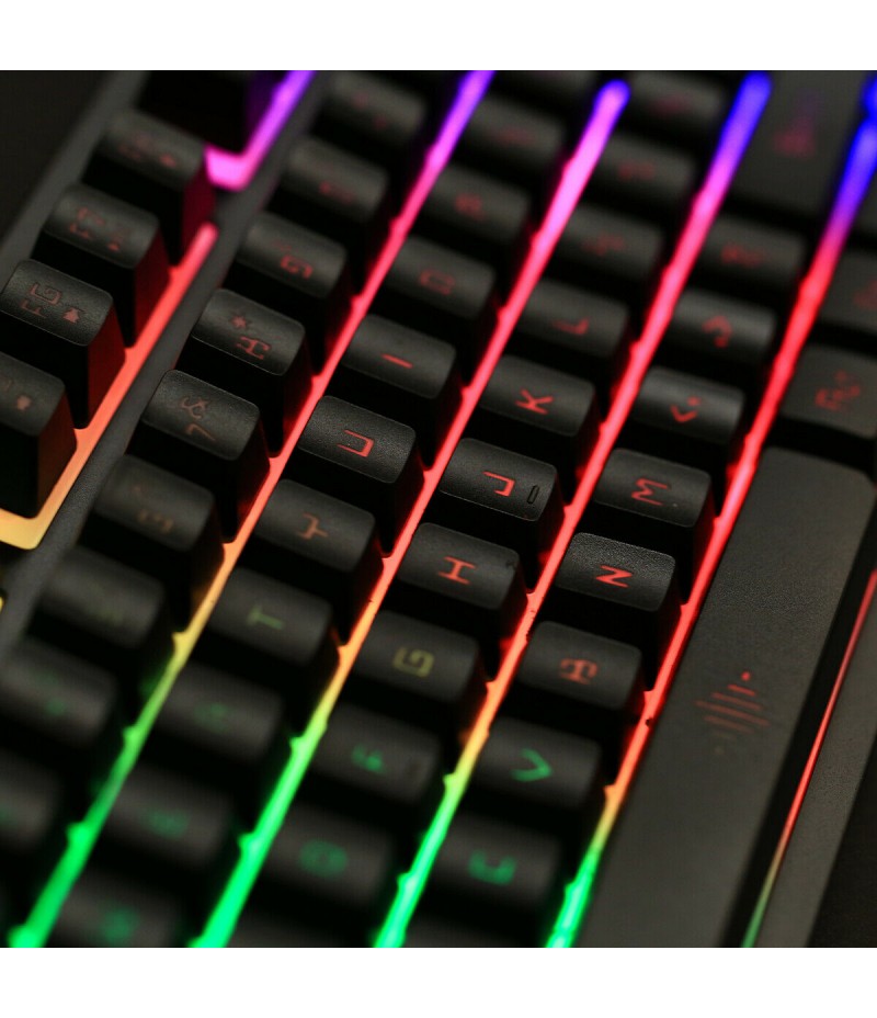 Rainbow LED Gaming Keyboard and Mouse Set Multi-Colored Changing Backlight Mouse