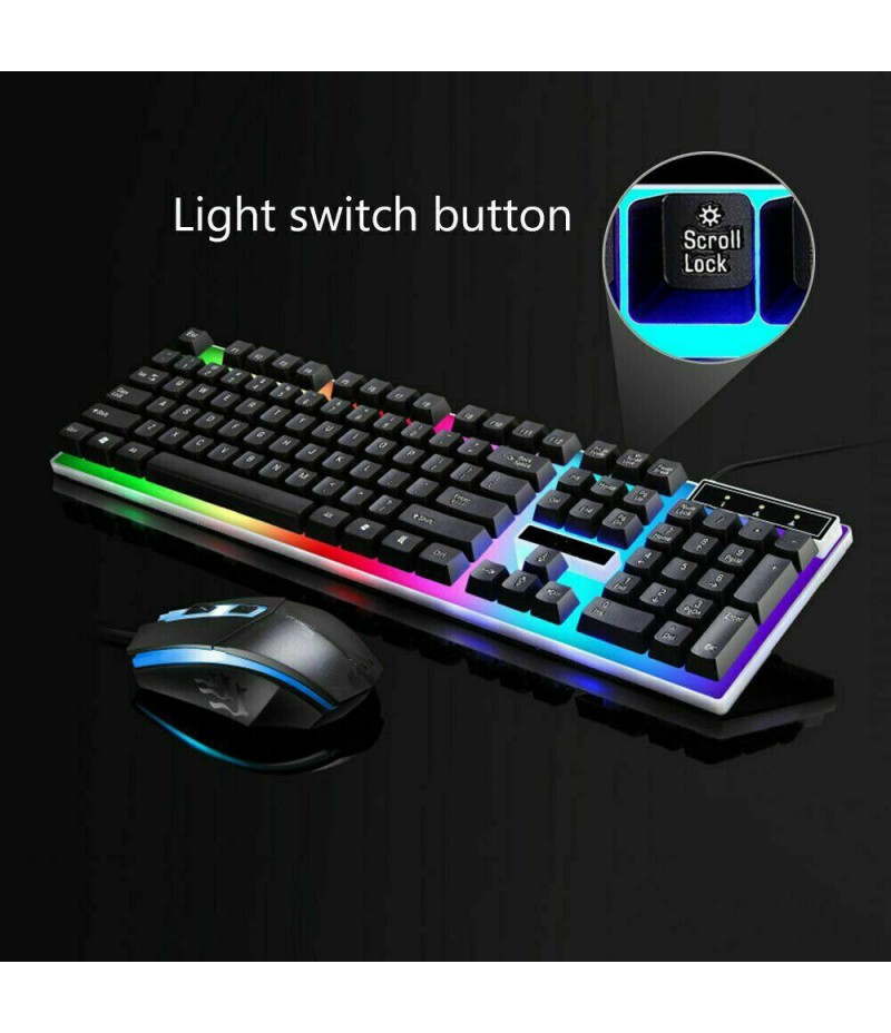 New Gaming Keyboard And Mouse Multi-Color Changing - BLACK