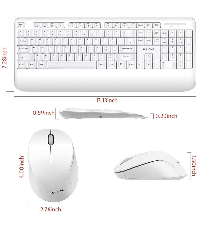 Wireless Keyboard and Mouse Combo, 2.4GHz Ergonomic Computer Keyboard and PC