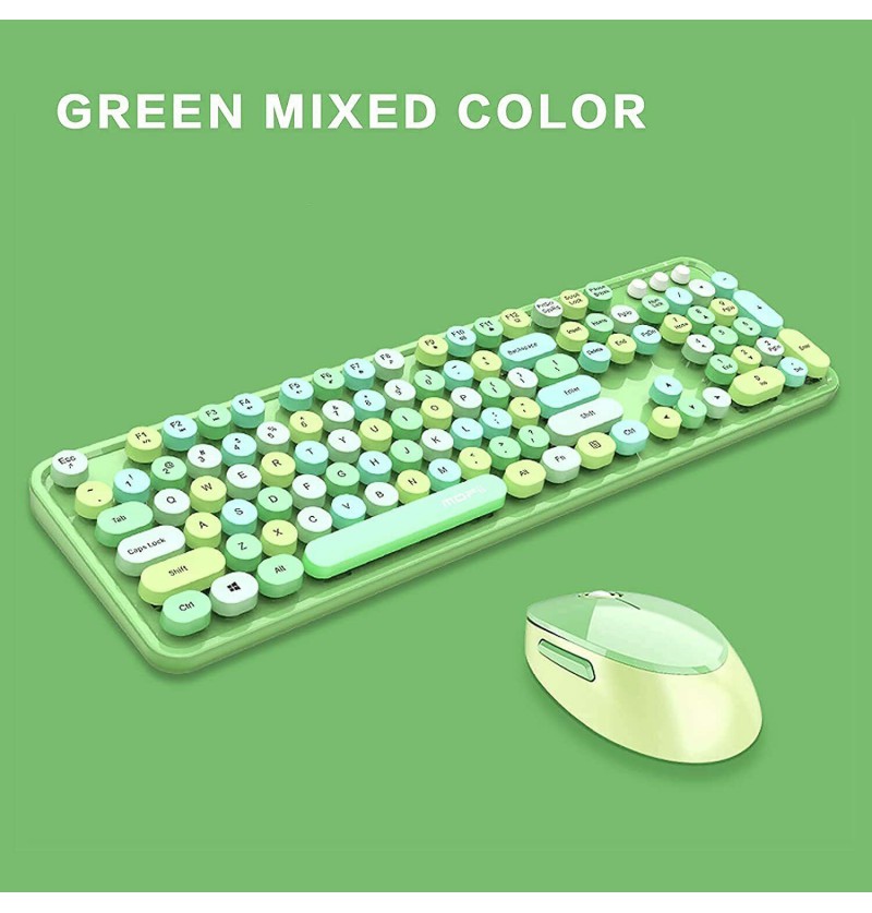 Wireless Keyboard and Mouse Combo Ergonomic Full-Sized 104-Key Cute Round (Green) Wireless Keyboard and Mouse Combo Ergonomic Full-Sized 104-Key Cute Round (Green)
