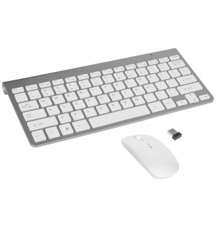 Wireless Keyboard And Mouse Combo Set 2.4G For PC Laptop Computer + USB Receiver (Silver)