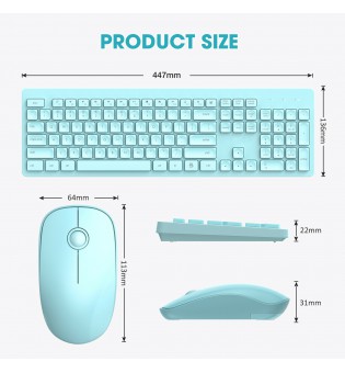 Wireless Keyboard and Mouse Combo (Blue)
