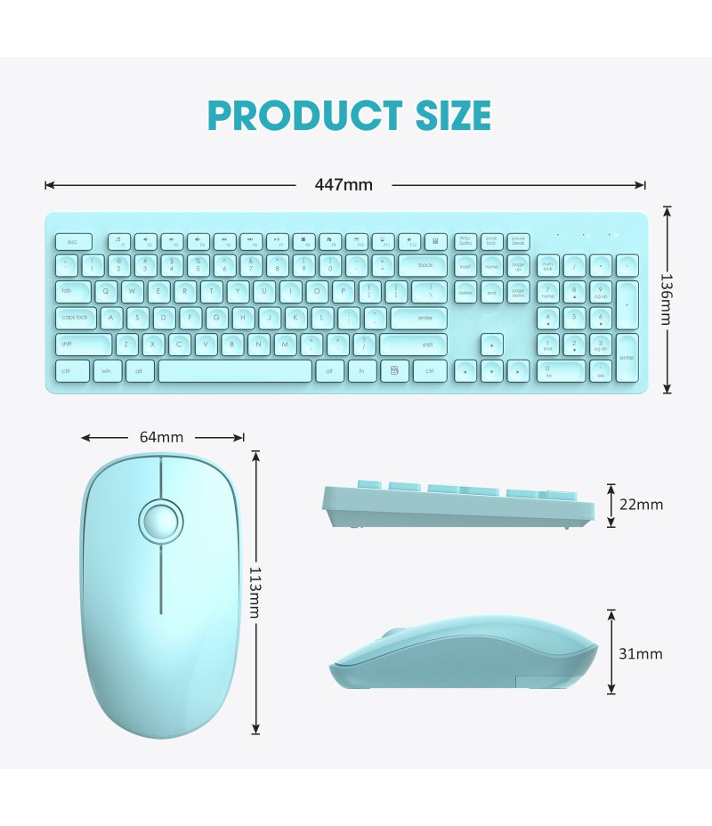 Wireless Keyboard and Mouse Combo (Blue)