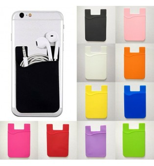 Silicone Mobile Phone Wallet Credit Card Cash Holder Case Sticky