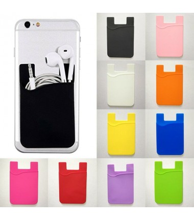 Silicone Mobile Phone Wallet Credit Card Cash Holder Case Sticky