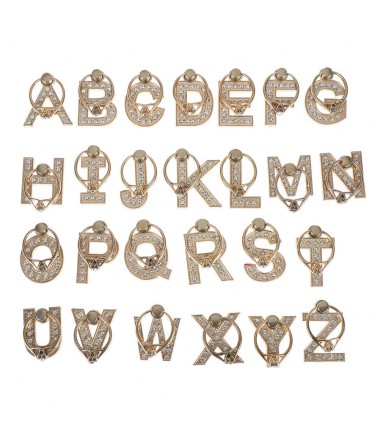 Diamond metal letter finger ring smartphone stand holder mobile phone FA