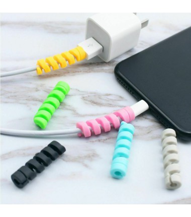 Silicone Spiral Cable Cord USB Charger Saver Cover Protector Phone