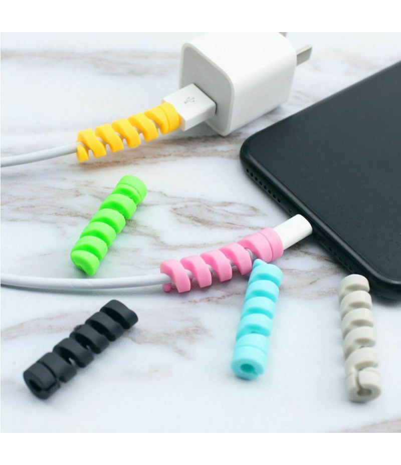 Silicone Spiral Cable Cord USB Charger Saver Cover Protector Phone