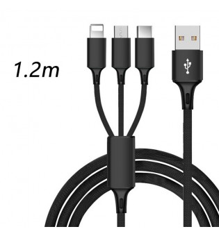 3 in 1 Universal Multi-Function Mobile Phone Charger Cord USB Charging Cable (1.2m) 3 in 1 Universal Multi-Function Mobile Phone Charger Cord USB Charging Cable (1.2m)