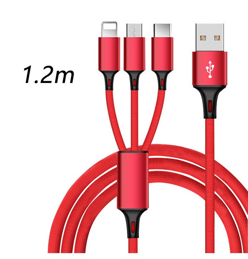 3 in 1 Universal Multi-Function Mobile Phone Charger Cord USB Charging Cable (1.2m) 3 in 1 Universal Multi-Function Mobile Phone Charger Cord USB Charging Cable (1.2m)